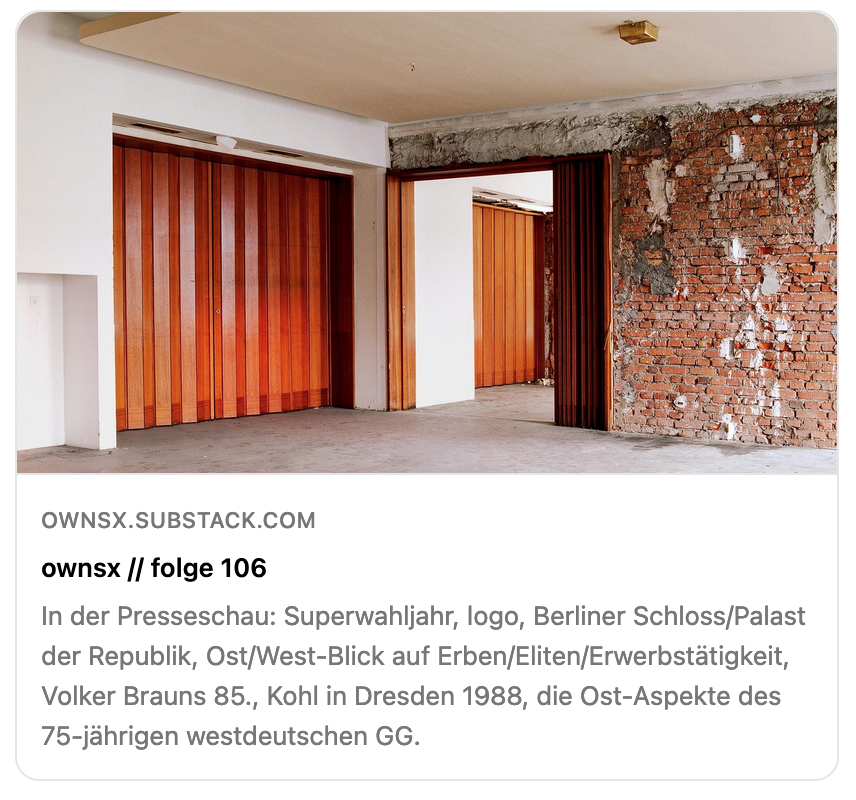 Jetze #ownsx-Newsletter Nr. 106! Mit @Martin_Debes @mwehner4 @augustmodersohn @jana_hensel @SabineRennefanz @ClaudiaWangerin @PaulMiddelhoff @TimmTobias @peterunfried @MallonVvp @PMaxwill @MS_Farina @LutzThieme @sis_teract @taz_lab @BAufarbeitung +x → tiny.cc/ownsx-folge106 🐝