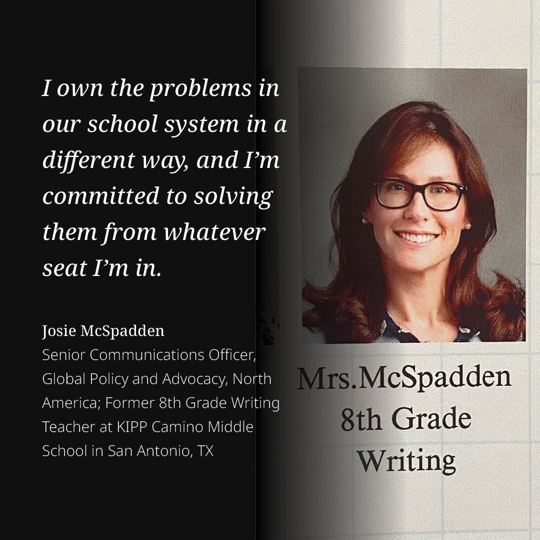 This #TeacherAppreciationWeek we’re celebrating educators, including our former teachers working to improve education systems & expand learning opportunities for all. 🍎✍️ Josie McSpadden blends experience in education & communications leading media affairs for our U.S. Program.