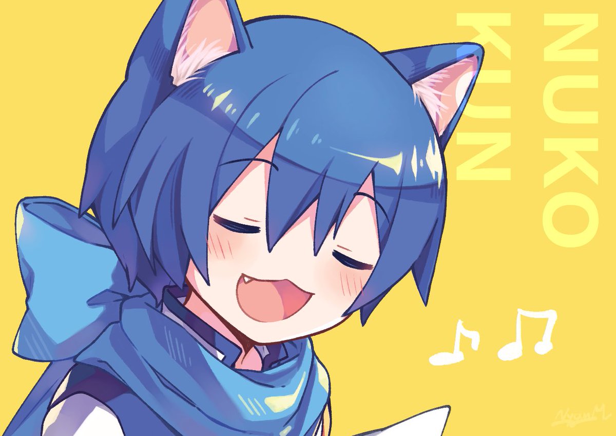 kaito (vocaloid) solo blush smile open mouth simple background 1boy animal ears  illustration images