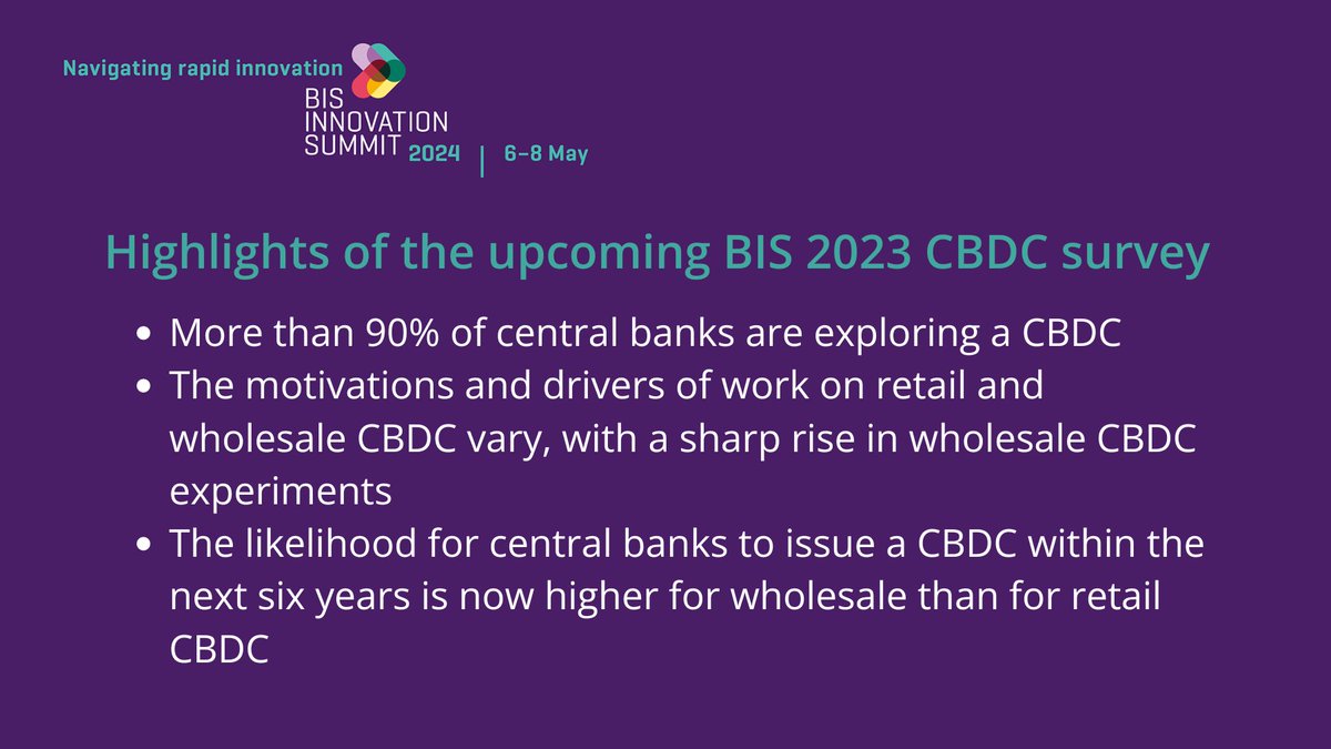 ICYMI - At the #BISInnovationSummit, Fabio Panetta, CPMI Chair and @bancaditalia Governor, previewed this year’s BIS #CBDC survey; stay tuned!