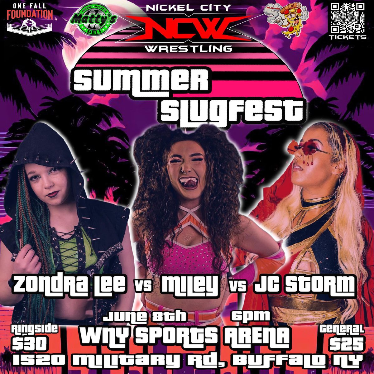 On Saturday, June 8th at the WNY Sports Arena it will be Zondra Lee vs Miley vs Jc Storm in a triple threat match. Tickets for NCW - SUMMER SLUGFEST are on sale now at the link below ⬇️ ncwrestling.booktix.net