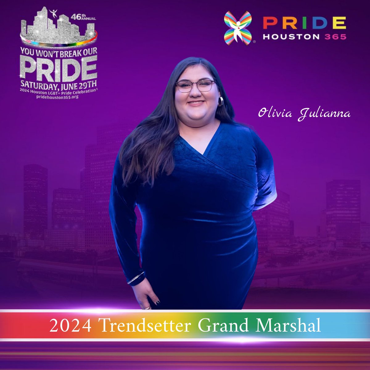 🌟 We are thrilled to announce Olivia Julianna as our 2024 Trendsetter Grand Marshal! At just 24 years old, Olivia is a powerhouse activist.