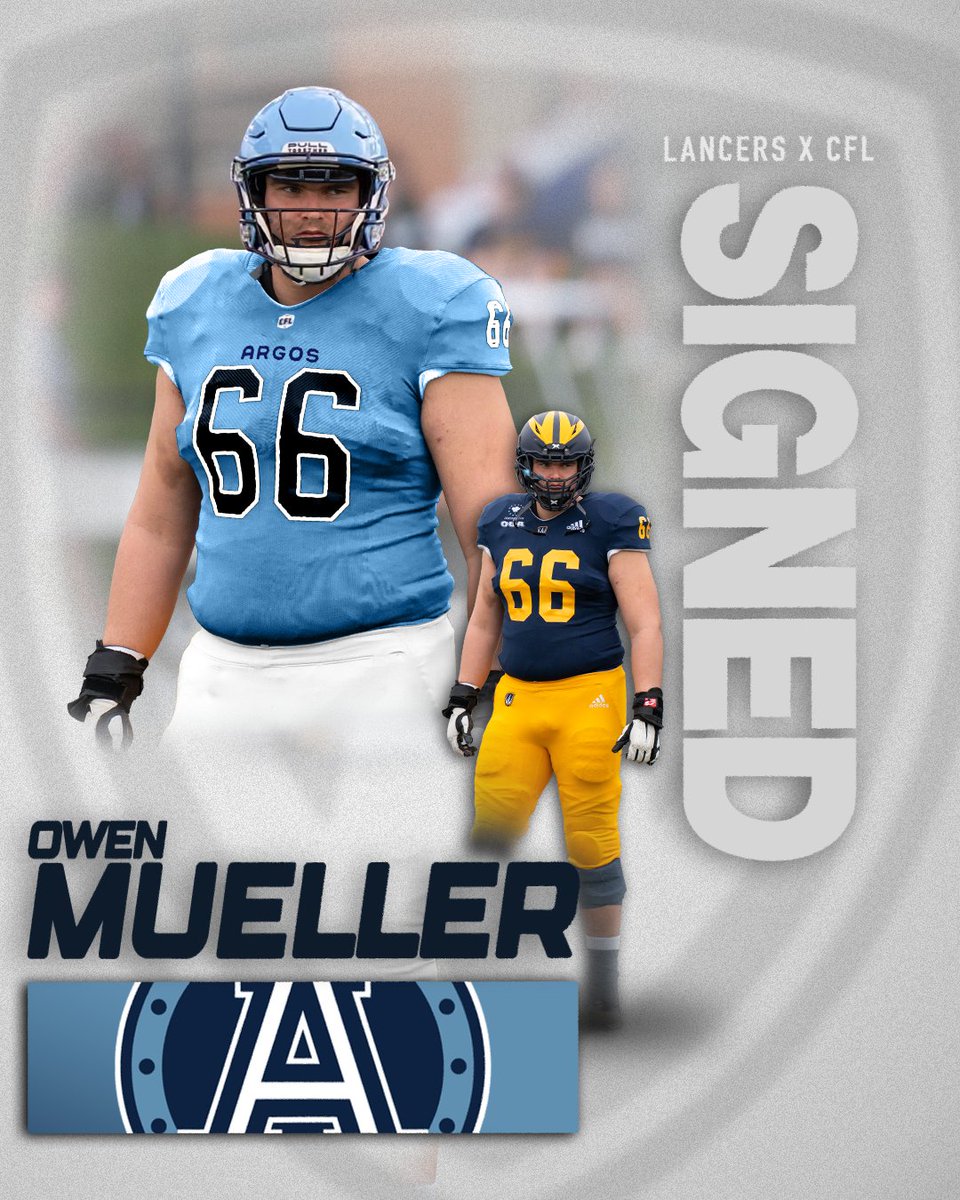 Lancer offensive lineman Owen Mueller has signed with the CFL's Toronto Argonauts!! #LancerFamily #CFL