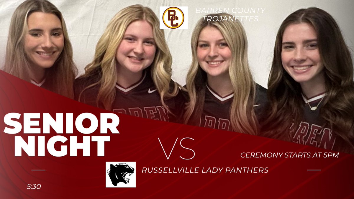 SENIOR NIGHT!!  Please come out to Trojanette Field to honor these for remarkable young ladies at 5.  <a href="/DarylMurphy4/">Daryl Murphy</a> <a href="/BCSports/">BCHS Sports</a> <a href="/mforrester_06/">Maude Forrester</a> <a href="/RileyReed_2024/">Riley Reed</a> <a href="/miaklong2/">mia long</a> <a href="/KatieMu62158107/">Katie Murphy</a> @1047thescore