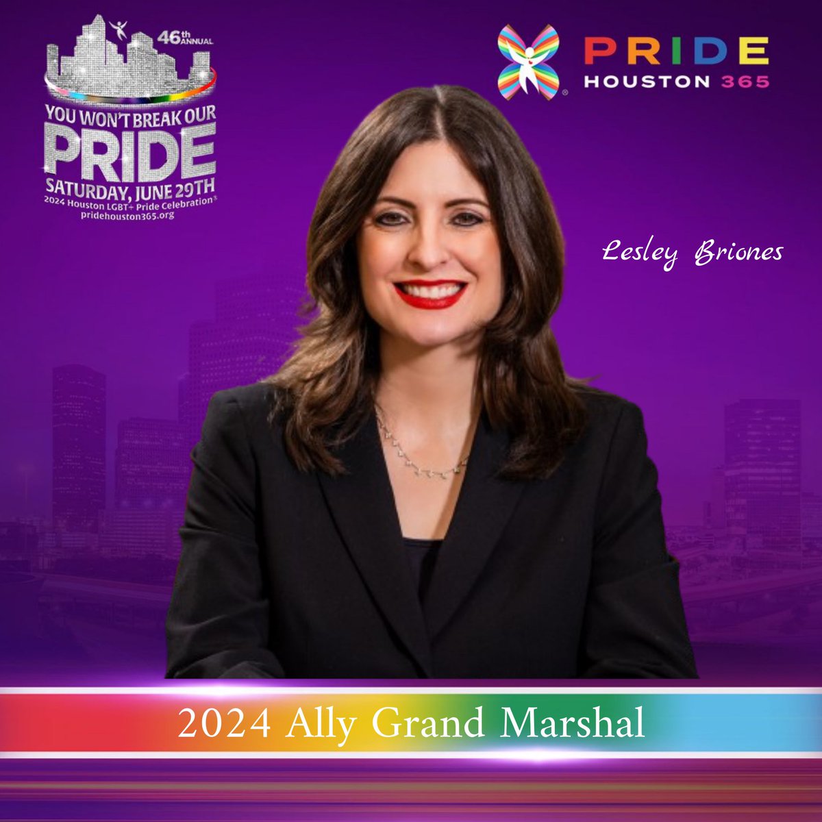 🏳️‍🌈 We are thrilled to announce Harris County Commissioner Lesley Briones as our 2024 Ally Grand Marshal!