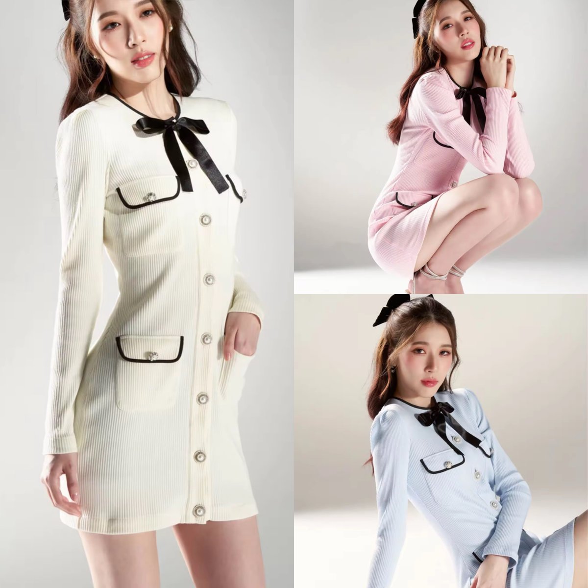MaeoPhim's tweet photo. Rosywingx-Jennie Mini Dress 💎✨
ตัวนี้เป็นมินิเดรสเนื้อผ้าร่อง มาพร้อมโบว์ตรงช่วงคอและกระดุมมุกค่า 🫠