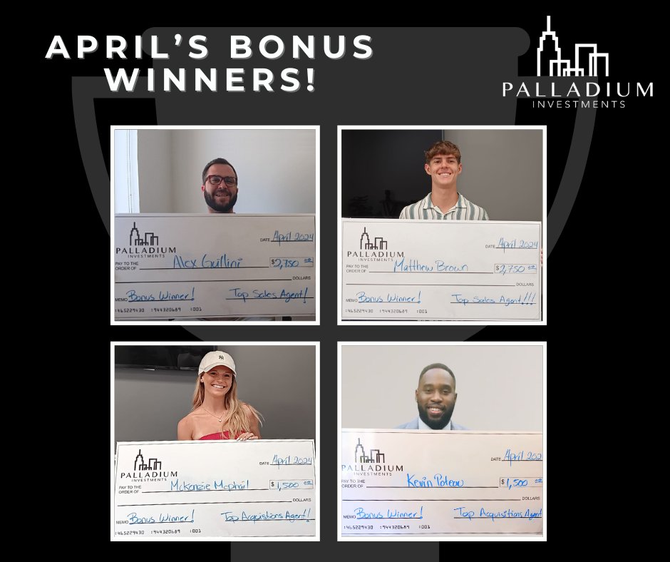 April's Bonus Winners!

#topperformers  #winners #Bonus #topproducer #teamwork #Teammemberspotlight #aboveandbeyond  #makingwaves #investing #realestateagents #topagent #topagents #6figureincome #investinginrealestate #makingmoney  #entrepreneur #topsalesagent #topagents