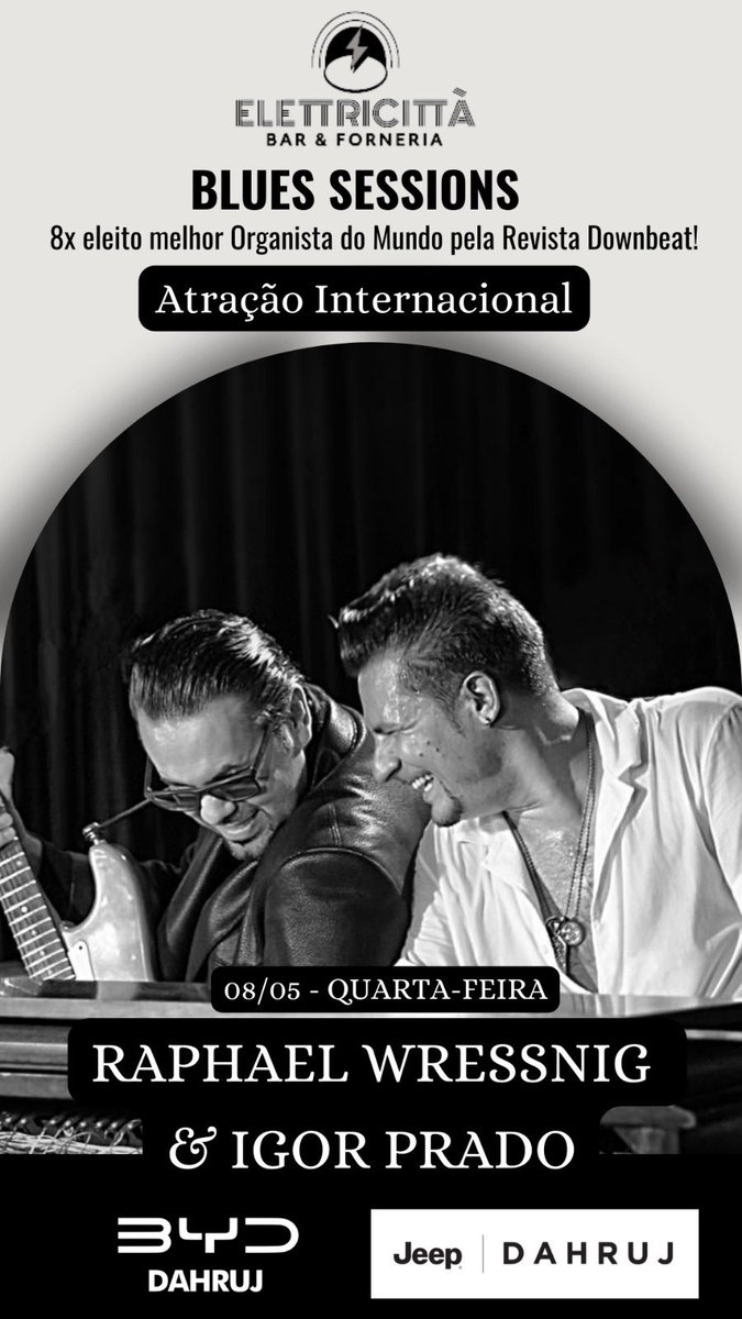 Essa quarta-feira dia 08/05 tem o último show do Raphael Wressnig no estado de SP em Jundiaí no Elettricitta Club última oportunidade para curtir esse cara que é uma referência do instrumento no mundo! 🙏🏻

sympla.com.br/evento/jazz-se…