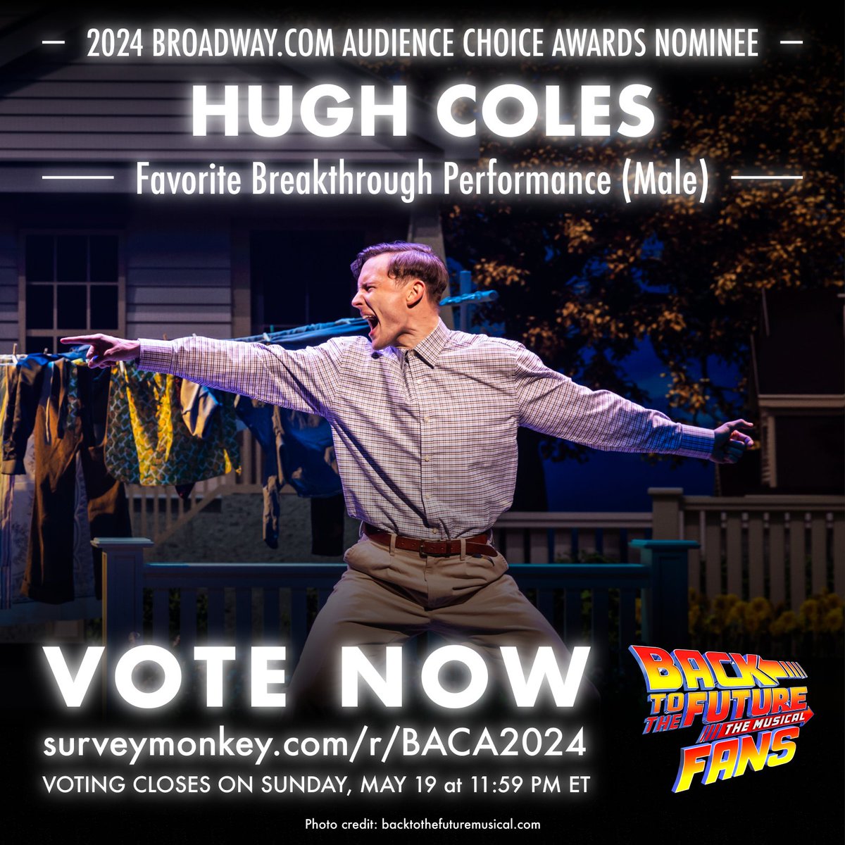 VOTE for @hughcoles to win in the 2024 @broadwaycom Audience Choice Awards for…

⚡️ Favorite Breakthrough Performance (Male)

🗳 surveymonkey.com/r/BACA2024