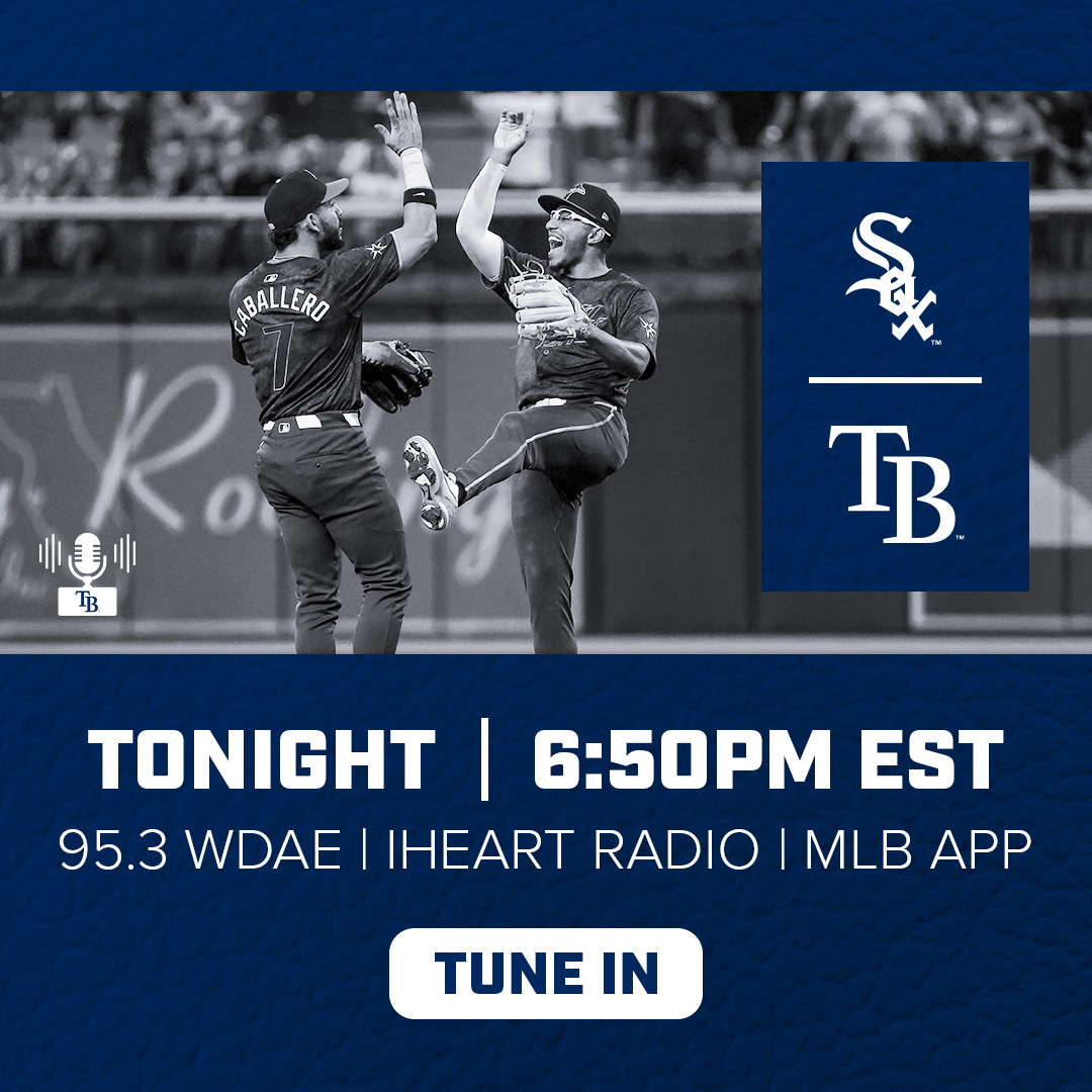 The #Rays will look to keep up their winning ways tonight against the White Sox! First, tune into our pregame show beginning at 6:00 p.m. with @ChrisAdamsWall on @953WDAE! Then @andybfreed and @neilsolondz have the call with first pitch at 6:50!