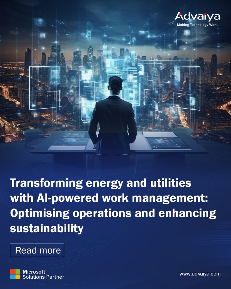 AI is drastically changing work management in the energy and utility sector daily.  Want to learn more about this, read our recent PR- advaiya.com/aspl-media/ai-… 
#ai #peripheralautomation #advaiya #business #digitaltransformation #domorewithless #businessoperations #strategy