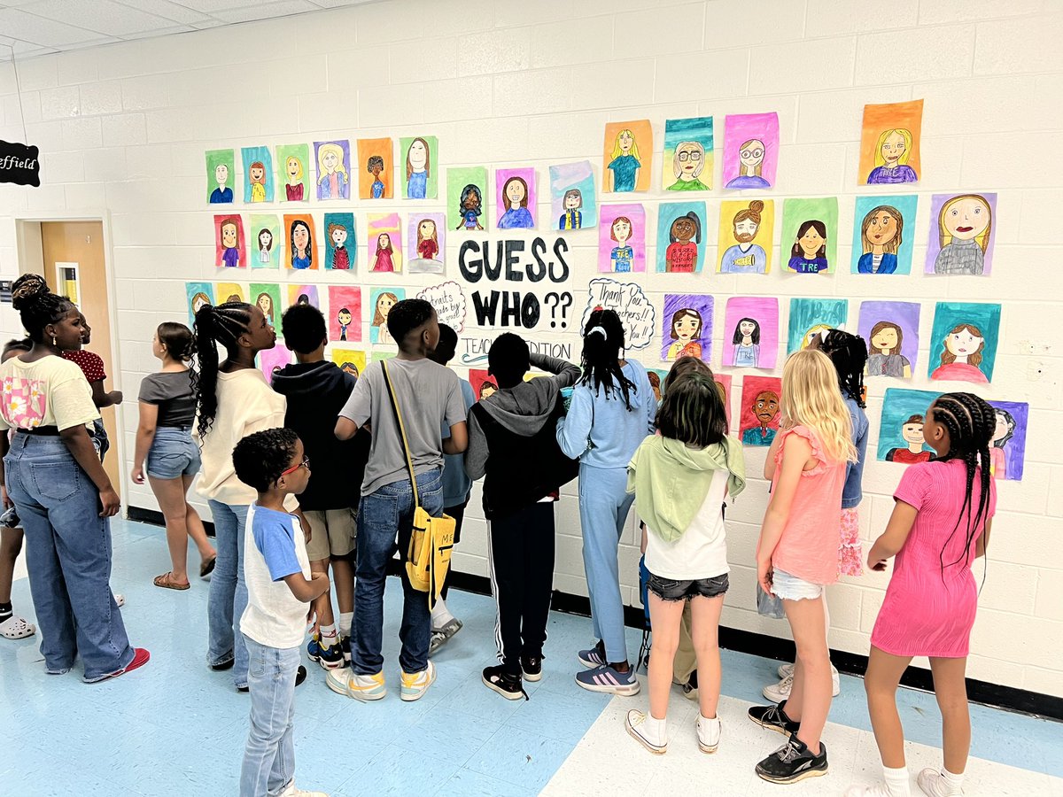 Students are LOVING these portraits of teachers created by our 4th and 5th grade art club students. Thank you, Ms. Cable, for putting together this amazing display of appreciation for our teachers! @Timberridge_HCS #TitanStrong