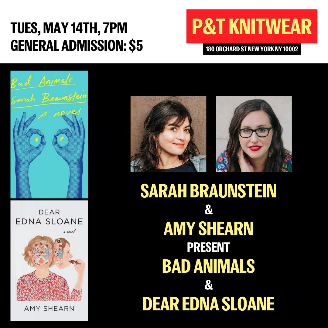 Join me and literary genius Sarah Braunstein at @ptknitwear on May 14th, 7pm!