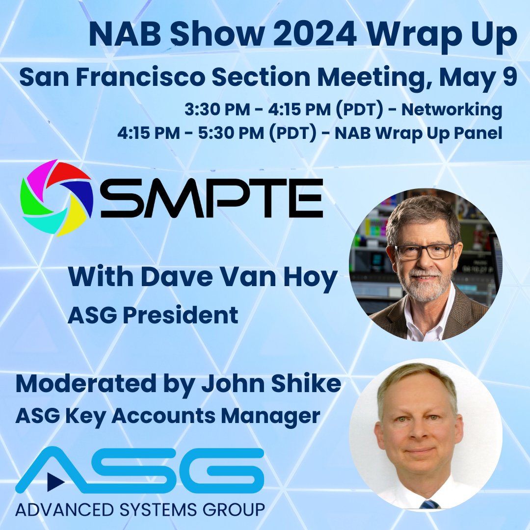 The SMPTE San Francisco Section has a curated panel of industry professionals who attended the NAB Show. They will provide insights on key technologies and trends unveiled at NAB. Thomas True from NVIDIA will introduce the new Holoscan for Media. 

smpte.org/section-events…