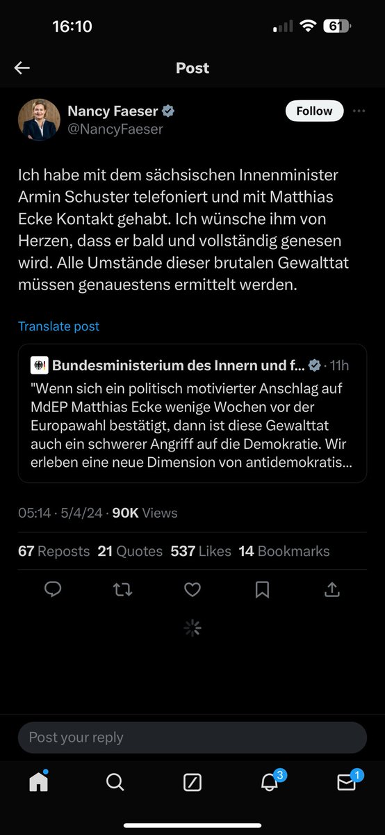 @apollo_news_de Hat sich Frau @NancyFaeser schon geäußert, mit dem Innenminister von Rheinland-Pfalz telefoniert um diese Art der Gewalt genau zu ermitteln!  
Oder werden wir erneut erfahren, was politische #Doppelmoral bedeutet? 

 CC: @BMI_Bund