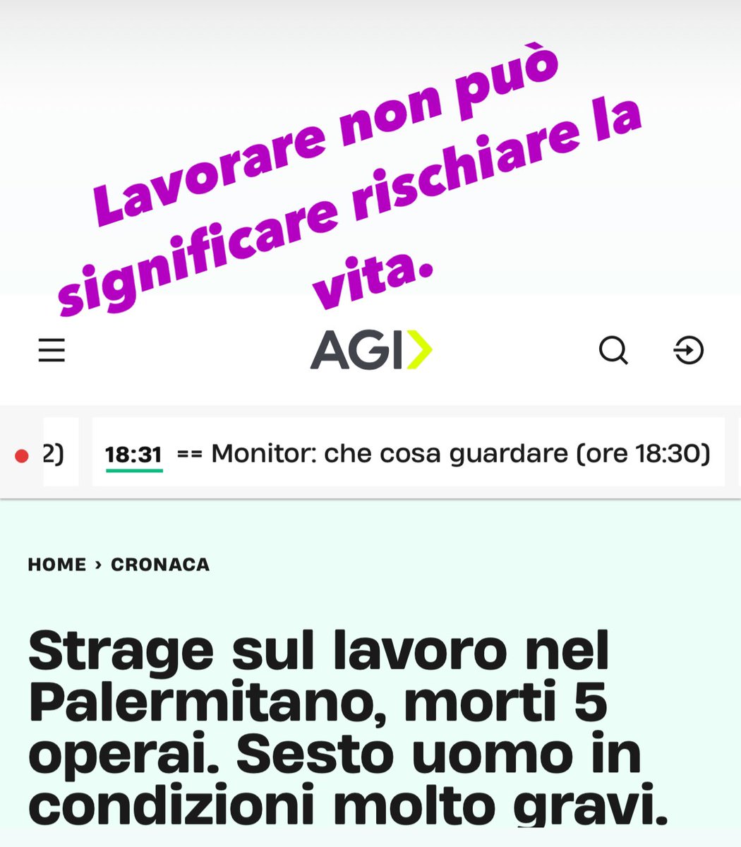 La mia Terra drammaticamente segnata dall’ennesimo “incidente sul lavoro”. Possiamo ancora chiamarli così? Stiamo raccontando una strage infinita. Lavorare non può essere una condanna a morte. #casteldaccia