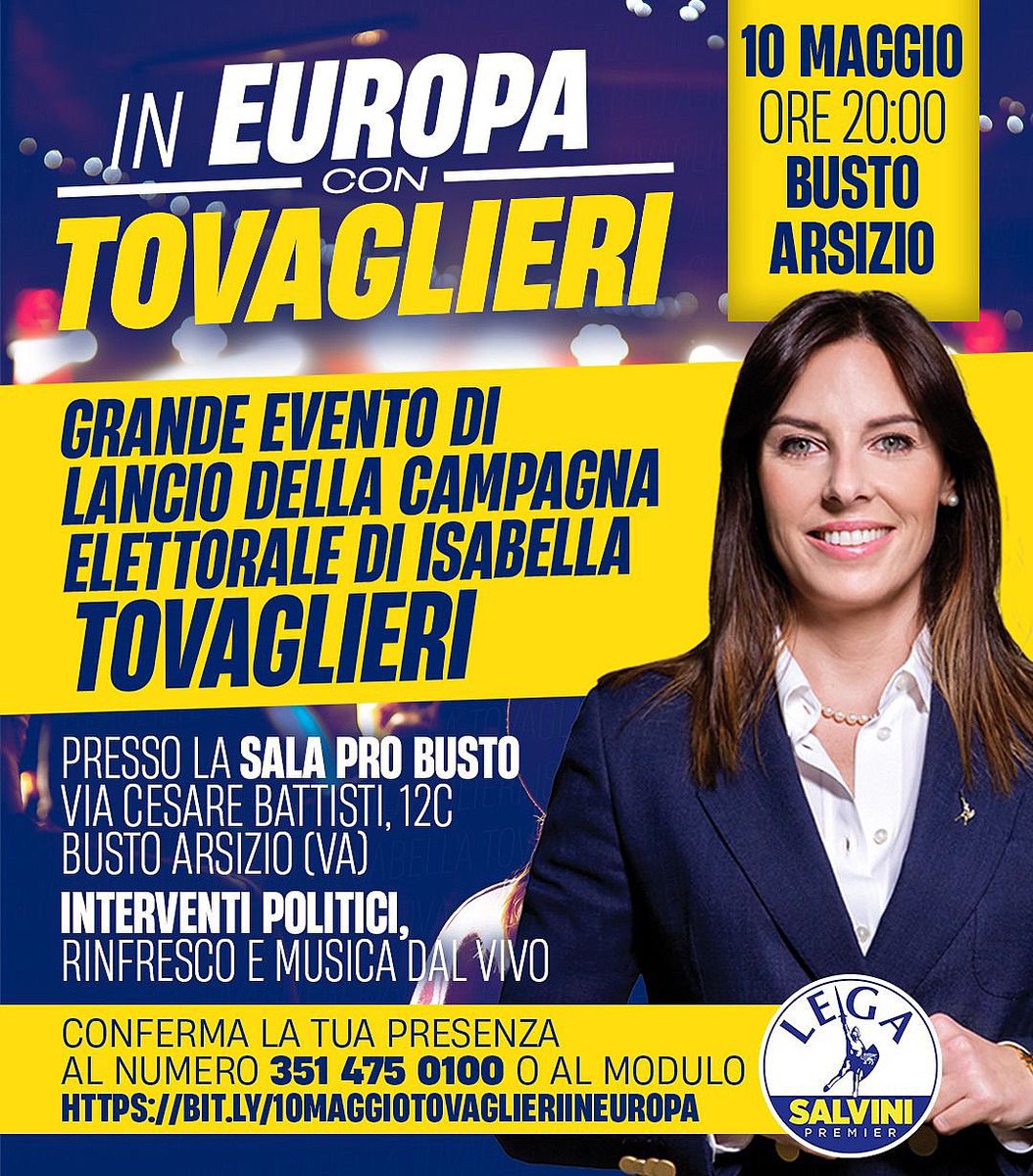 Pronti... si parte! Vi aspetto alla grande apertura della mia campagna elettorale. Una serata di festa che si terrà nella 'mia' Busto Arsizio questo venerdì, 10 maggio, alle ore 20:00. Interventi politici, musica, rinfresco e accesso libero fino ad esaurimento ponti!…