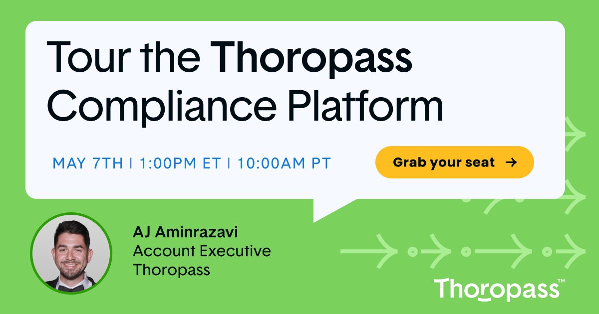 🕙 LAST CHANCE to save your seat on the Thoropass Tour. Learn how Thoropass's complete compliance and audit solution can help you prepare and manage your entire #infosec compliance program and save thousands on audit costs. See you tomorrow! Register 👉🏽 : info.thoropass.com/tour-thoropass