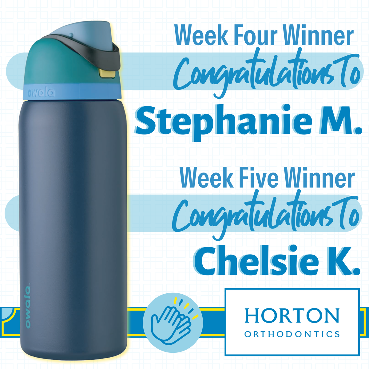 Congratulations to our week four winner, Stephanie M. and our week five winner, Chelsie K.! 👏 We hope you both enjoy your new Owala Water Bottles! 💧 Stay hydrated in style this spring! 🤩

#Winner #Congratulations #Contest #Orthodontist #WoodburyMN