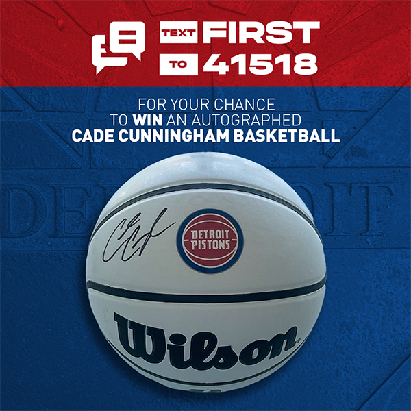 The NBA Draft Lottery is on the clock... We’re giving away an autographed basketball from 2021 #1 draft pick, Cade Cunningham, to one lucky fan! Text FIRST to 41518 or enter through our alternate entry form to enter! Winner will be contacted on 6/3. forms.pistons.com/1264…