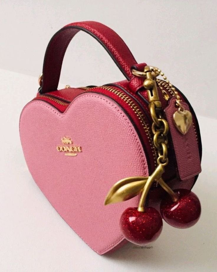 coach pink red heart bag ✧