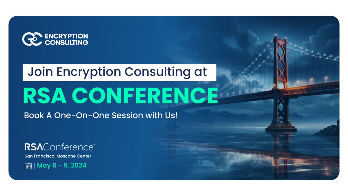 We are at the RSA Conference! Meet our team at Moscone Center, San Francisco, California. ow.ly/akH150Rxuv7 #EncryptionConsulting #RSA #RSA2024 #DataProtection #CyberSecurity