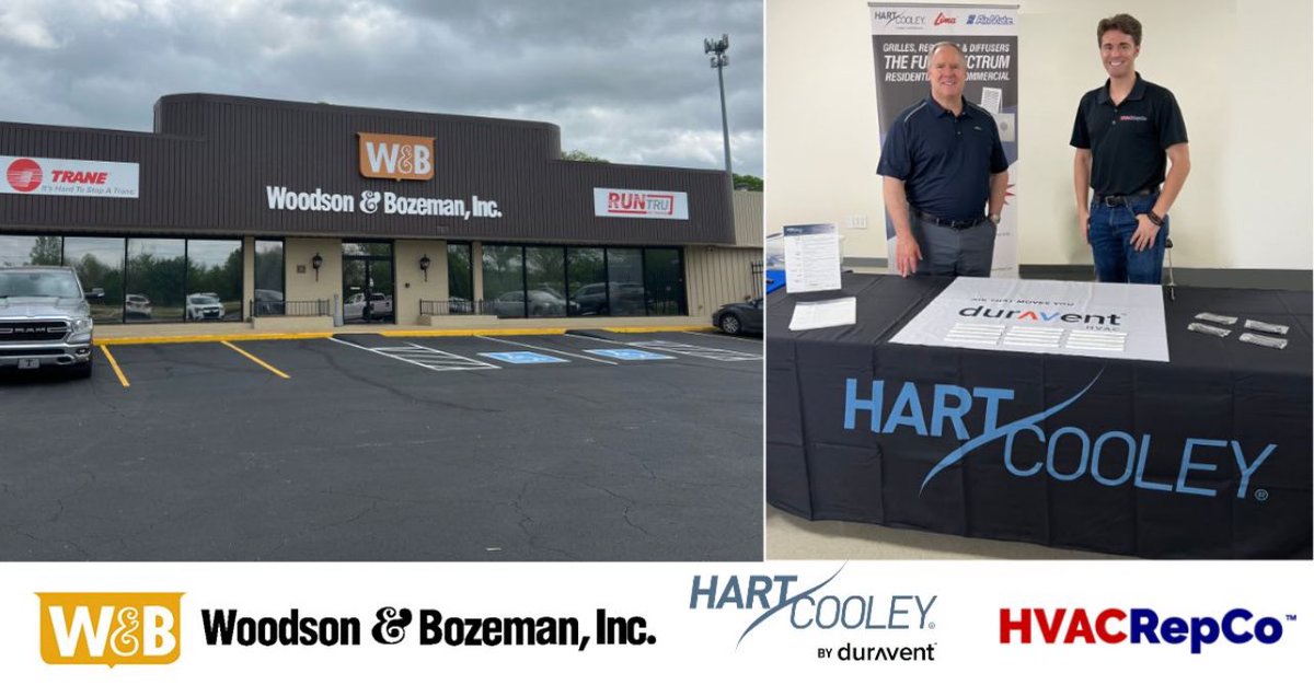 HVACRepCo's tweet photo. HVAC RepCo's Ryan McCrory and Tom McCrory are representing Duravent Group's best-in-class line of Hart &amp; Cooley Bvent products today at the Grand Opening of Woodson &amp; Bozeman, Inc.'s new location in Jackson, TN at 1030 Bypass U.S. 45 North. #hvac https://t.co/sH1YKVLeGo
