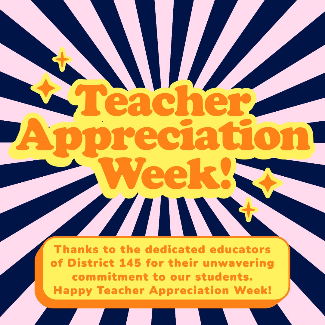 Thanks to the dedicated educators of District 145 for their unwavering commitment to our students. Happy Teacher Appreciation Week! #HD145