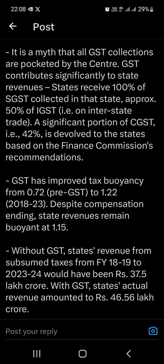 #GST को लेकर विपक्ष पर वित्तमंत्री @nsitharaman ने किया पलटवार वित्तमंत्री ने कहा कि ये ग़लत है कि GST से होने वाली कमाई सिर्फ केंद्र सरकार को ही मिली GST लागू होने की वजह से राज्यों अभी तक करीब 9 लाख करोड़ रूपए ज्यादा मिले हैं @CNBC_Awaaz @FinMinIndia
