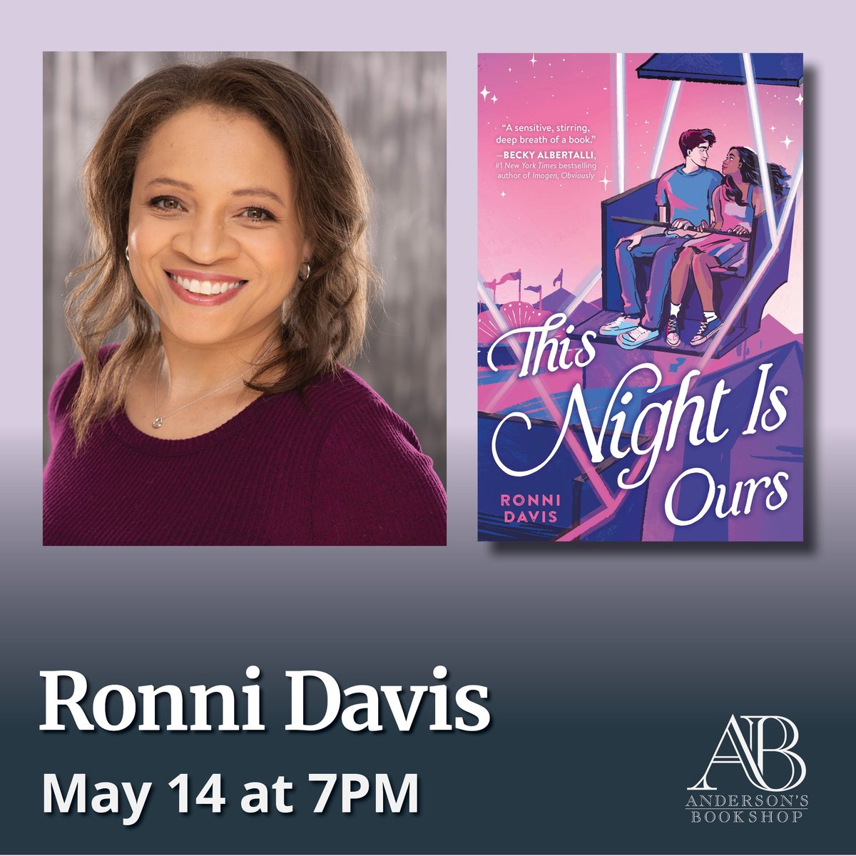 May 14th: Local favorite @lilrongal brings us her awesome new book, This Night Is Ours! Join us for a discussin, Q&A, and a signing/photo line! TIX: …isNightisOursAndersons.eventcombo.com