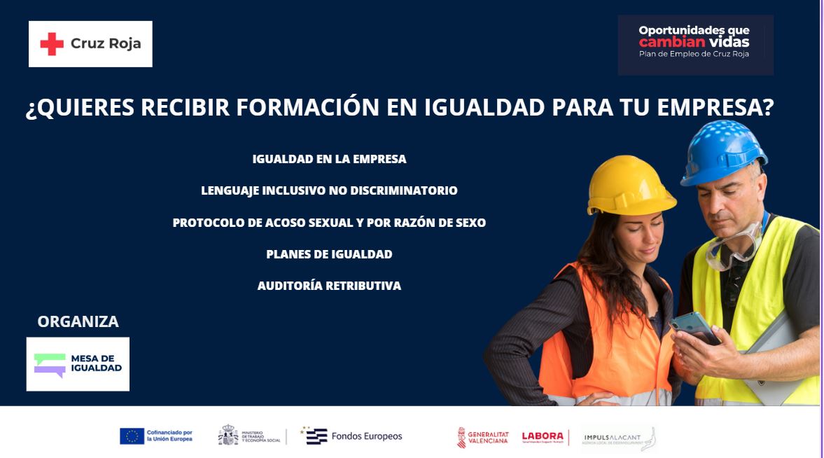 mesadeigualdad's tweet photo. @mesadeigualdad ¿tu empresa necesita formación en igualdad? completa este cuestionario para organizar las formaciones más demandadas https://t.co/DlTBpoEDt7
@FEMPAlicante @AVECAL_es @Terciario_A @AEFALICANTE @Jovempa @facpyme_es @MarmolAlicante @GastroAlicante @hotelesalicante https://t.co/MrDYasepwD