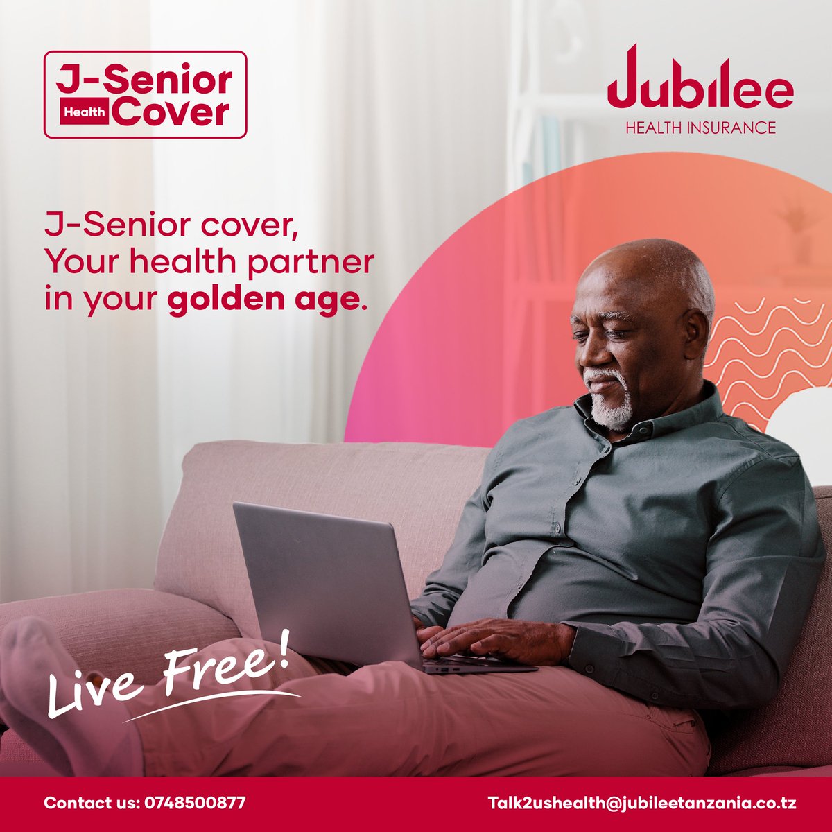 Golden years require a true peace of mind regarding health.
 J-Senior medical cover will protect your elders during the times of medical attention and emergencies
 For more information on how to register for J-Senior medical cover, call us at 0748500877. 
#JSeniorCover 
#LiveFree