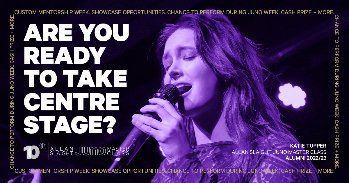 TheJUNOAwards's tweet photo. Take your music career to the next level by applying for the Allan Slaight #JUNOMasterClass! Submissions are open now: https://t.co/MYIodA0d36 https://t.co/wfKgUWIoak
