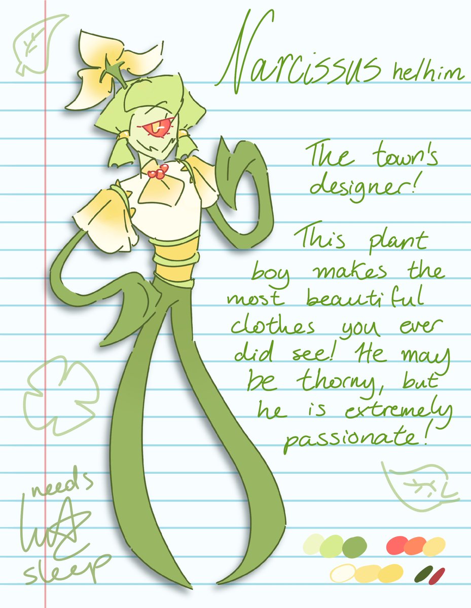 Meet Narcissus! 🌱🌼💚
~~~
#oc #art #psychologicalhorror #game #characterdesign #daylightashes