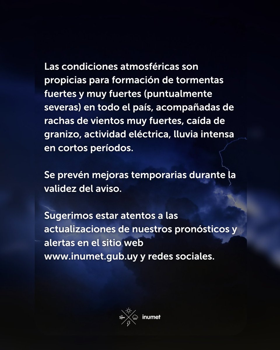 Actualización del #AvisoALaPoblación por tormentas muy fuertes y precipitaciones copiosas para los días martes 7 y miércoles 8.