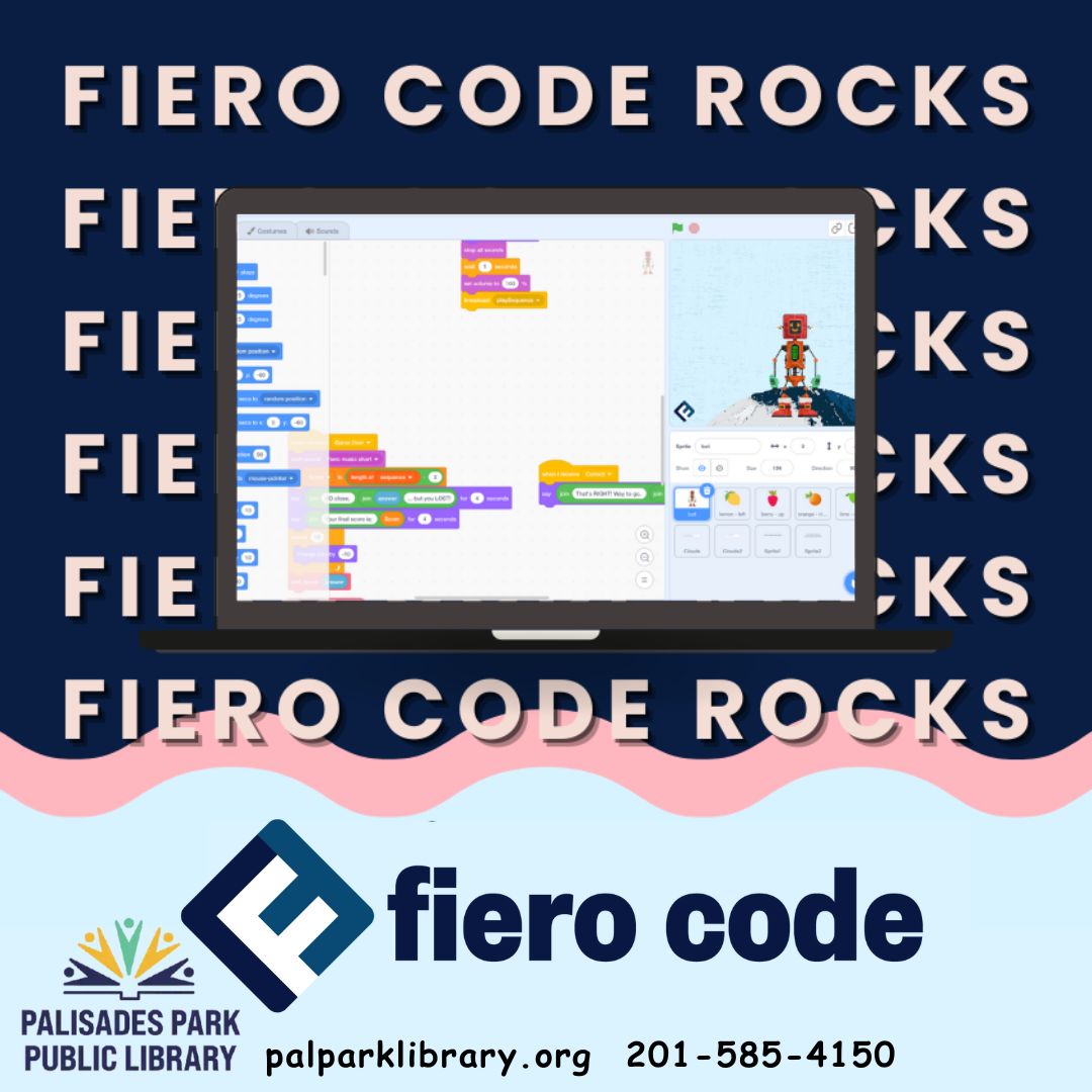 Unlock the world of coding from the comfort of your home with Fiero Code, now available as an e-resource at our library! 
Visit: buff.ly/4cC6ej8
#CodingFromHome #FieroCode #palisadesparkpubliclibary #bcclslibraries #followbccls #bccls #palisadesparknj #bcclsunited