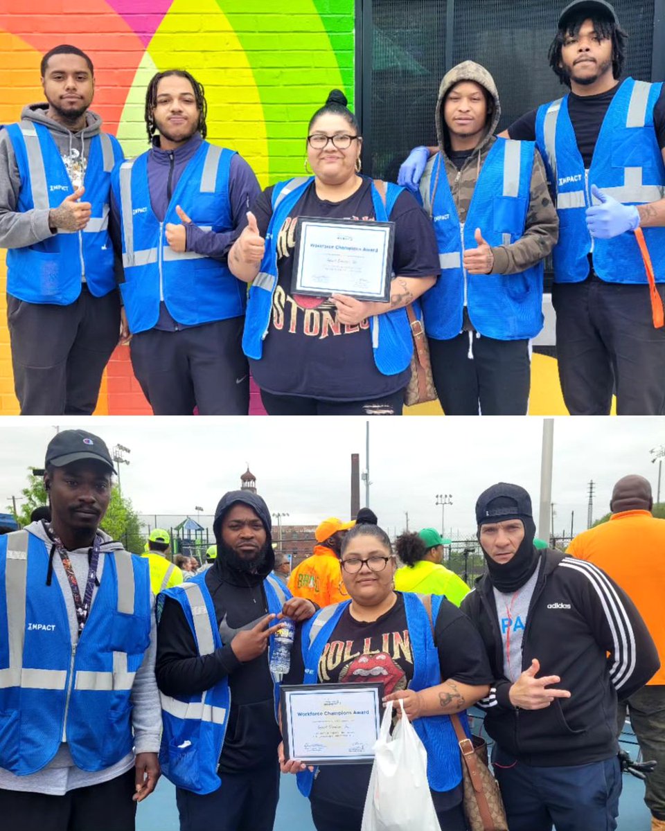 Impact_Philly's tweet photo. This past week, we attended the #TCBpeprally and was honored to receive the Workforce Champions award 💪🏆✨️ Thank you @phillymayor for highlighting all the PHL TCB cleaning ambassadors that work hard to help create a cleaner and safer community!
@phlcommerce #impactservices https://t.co/y9CyIsAxop