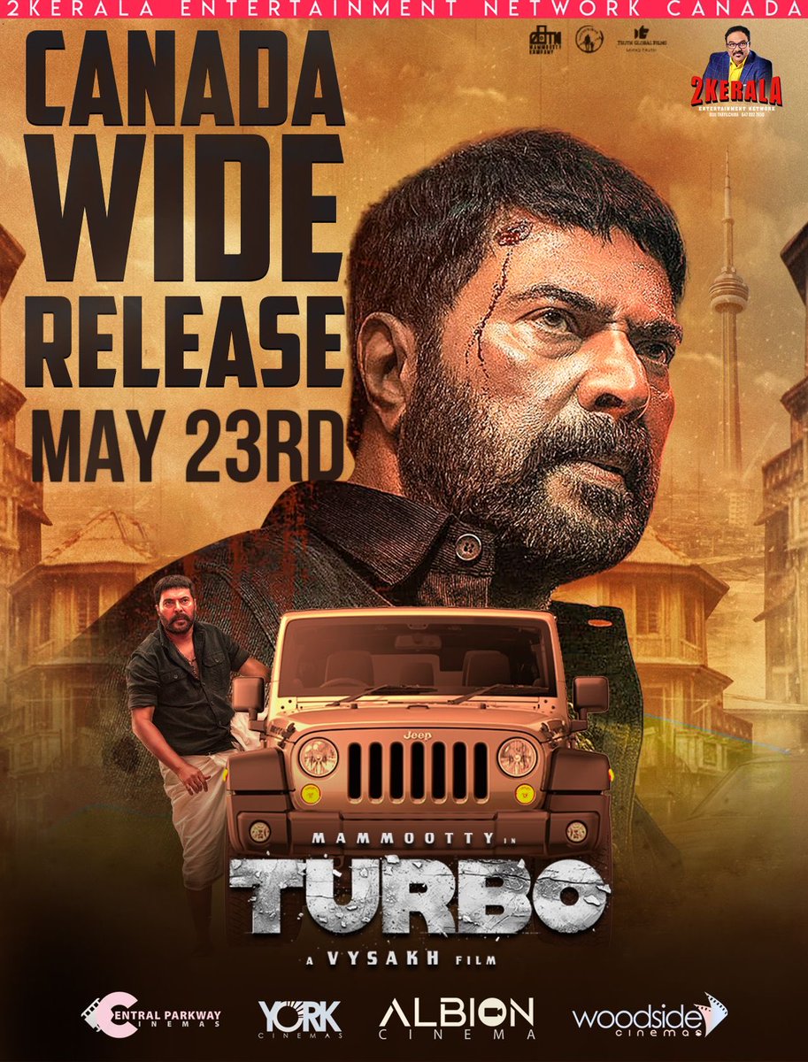 #Turbo Canada Wide Release on May 23rd by #2KeralaEntertainment. @mammukka #Mammootty