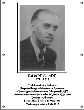 #DevoirDeMemoire | Il y a 80 ans, Robert BÉCHADE, chef de bureau à la préfecture des #DeuxSevres et résistant, est arrêté par les policiers de la Section des Affaires Politiques (SAP)

Déporté à Buchenwald , il meurt d’épuisement au terme d’une « marche de la mort » le 8 mai 1945