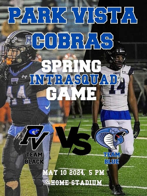 Black &amp; Blue Game: Intersquad Scrimmage
- Date: Friday, May 10
- Time: 5 pm