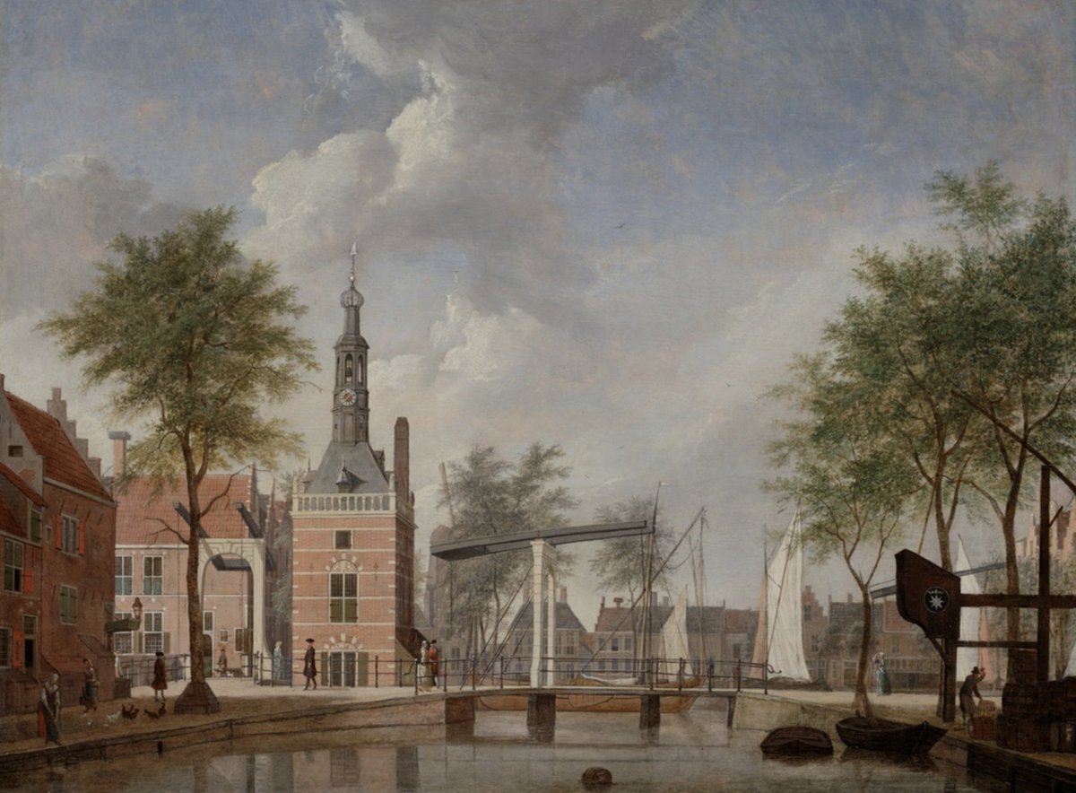 De Amsterdammer Jan ten Compe (1713-1761) is vooral bekend van zijn stadsgezichten die hij minutieus schilderde. Zoals dit olieverfschilderij uit 1749 getiteld ‘Gezicht op de Accijnstoren en omgeving te Alkmaar'. Deze toren is een van de bekendste historische gebouwen van de stad