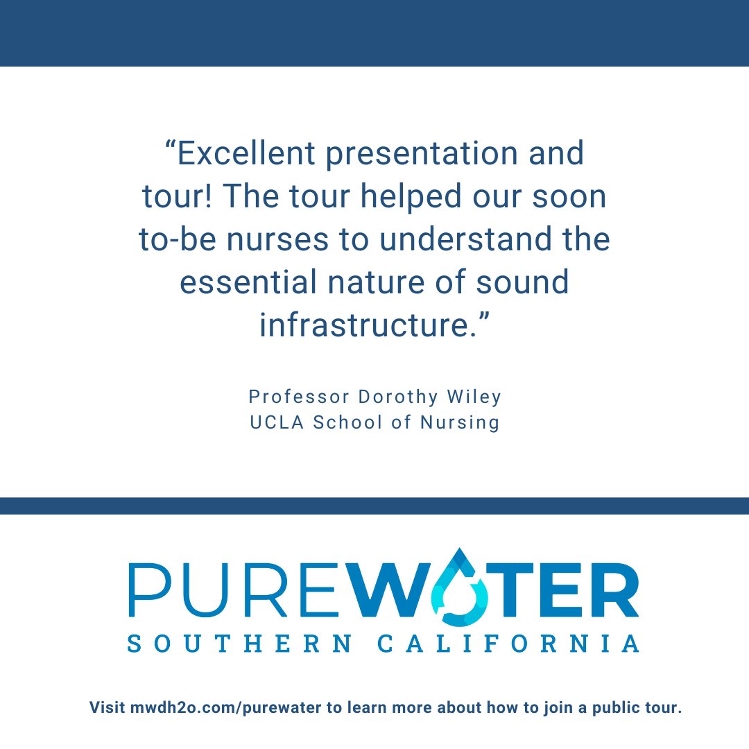 We're celebrating #NationalNursesWeek by highlighting a recent visit by @UCLAnursing students to the Grace F. Napolitano #PureWaterSoCal Innovation Center. We enjoyed hosting them as they learned more about our regional water recycling program.