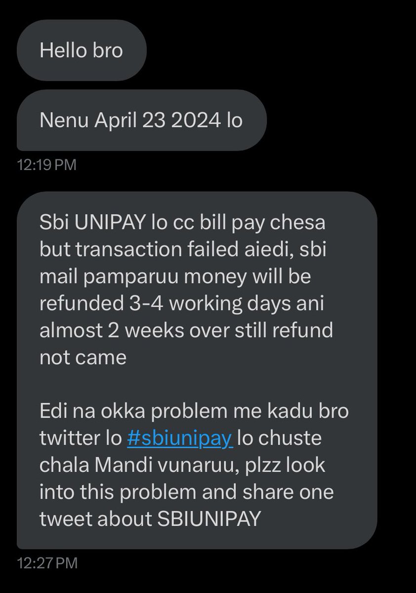 SBI UNIPAY ⛔️⛔️⛔️

I know many influencers are suggesting #SBI UNIPAY for credit card payments …

But in reality, many users are facing transaction failure and money refund issues.

Please share maximum that people are aware of challenges before getting troubled

#ccgeek