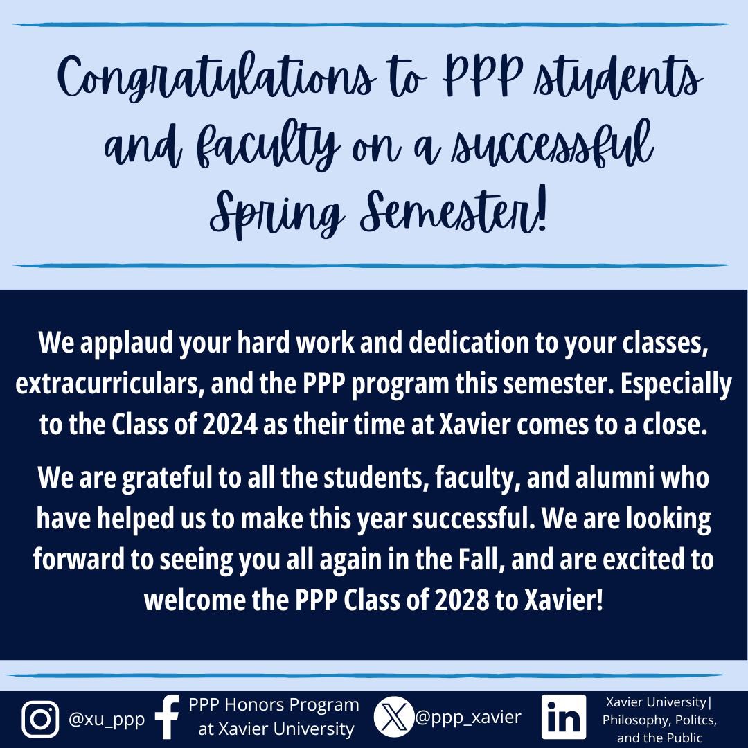 Congratulations to PPP students and faculty on a successful Spring Semester! We want to extend an extra special congratulations to the PPP class of 2024 graduating this Spring. You have made PPP proud over the last four years!