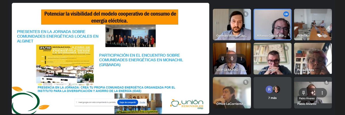 Unión Renovables celebró el pasado sábado su Asamblea General Ordinaria en formato online.
Agradecer la participación de las cooperativas socias y seguimos trabajando a favor del cooperativismo energético.