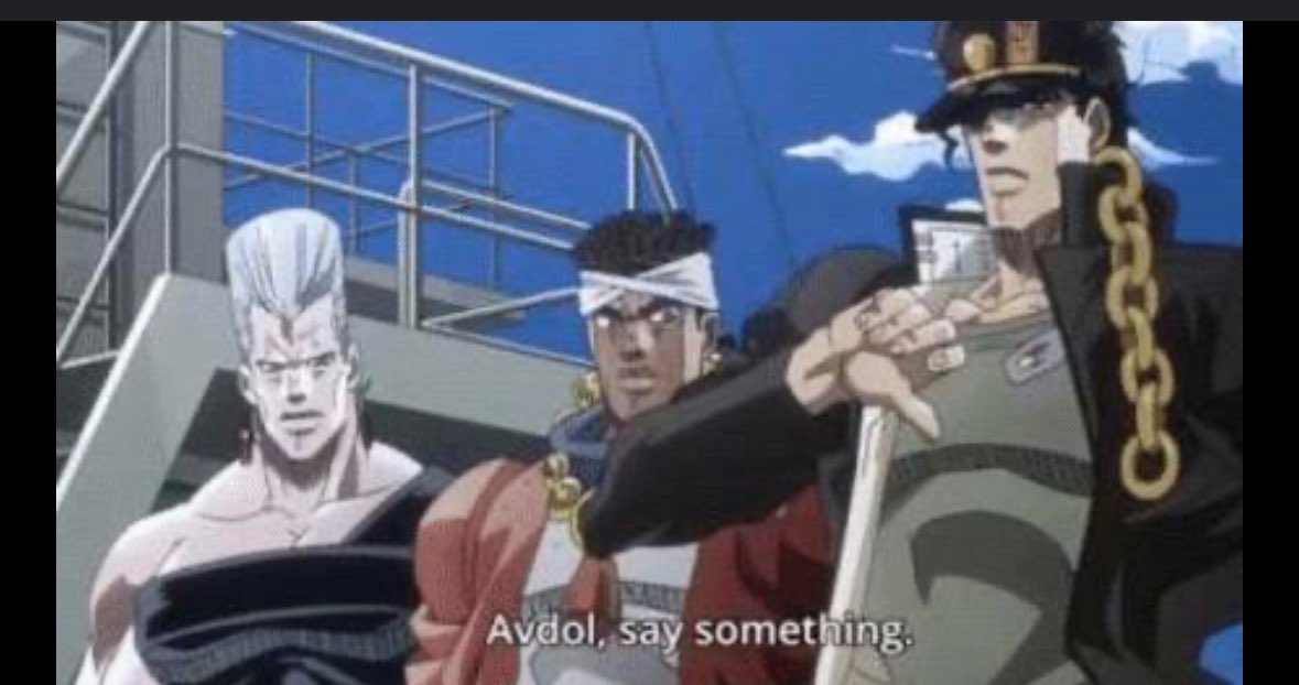 Love that when Jotaro can’t think of his own trademark zingers, he passes the honour to his friends 😭 ❤️