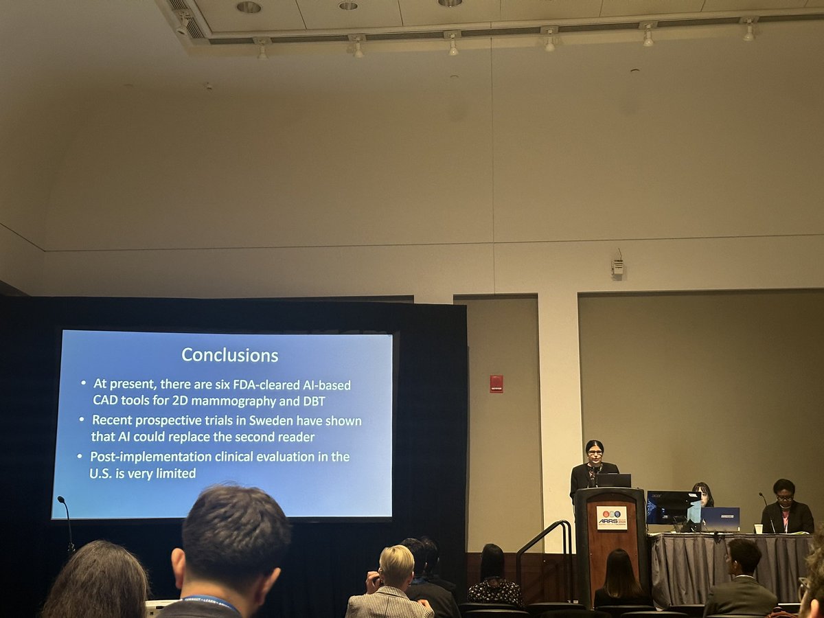Intriguing session about the application of #AI in #BreastImaging: Multi-Modality Outcome Predictions at #ARRS24 by Dr. Bahl and other leading experts. Truly enlightening insights into the future of diagnostics!

@ARRS_Radiology @mghradchiefs