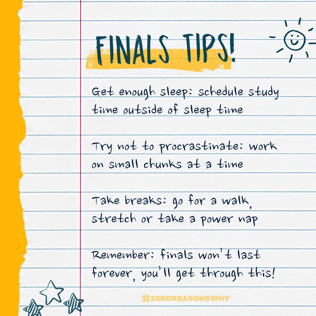 As the semester winds down and we get closer to finals, don’t forget to take care of your mental health! Here are some tips to help you prepare – what else helps you during finals time? 

#studentmentalhealth #studytips