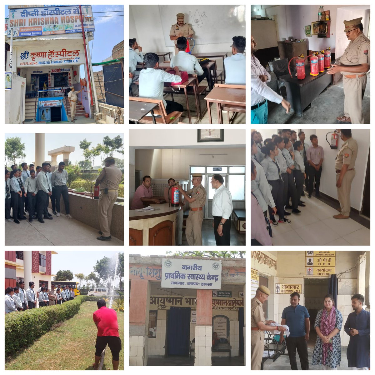 दिनांक:06.05.2024 को मुख्य अग्निशमन अधिकारी हाथरस के निर्देशन में @FireHathras द्वारा स्कीम न. 02, 03 एवं 5 के अन्तर्गत जनपद हाथरस में स्थापित स्कूल, हॉस्पिटल एवं होटल भवनों में फायर ऑडिट, मॉकड्रिल एवं इवेक्युएशन ड्रिल द्वारा जन जागरूकता अभियान चलाया गया व दिशा निर्देश दिए गए।