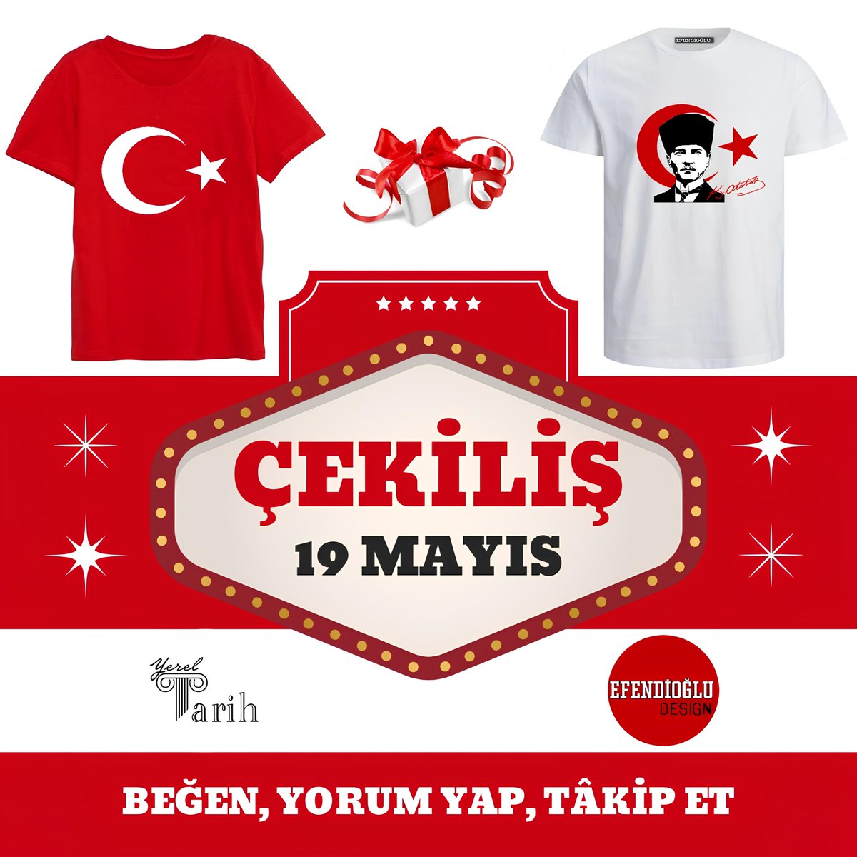 ÇEKİLİŞİMİZ VAR! 🎁

🇹🇷 '19 Mayıs Özel' Tişörtü Hediye Ediyoruz!

📌 Instagram'da 'yereltarihh' sayfasını tâkip ederek, kısa sürede açıklanacak olan çekilişimize katılabilirsiniz.

#tarih #cekilis #hediye #ATATÜRK #MustafaKemalAtatürk #Türkiye